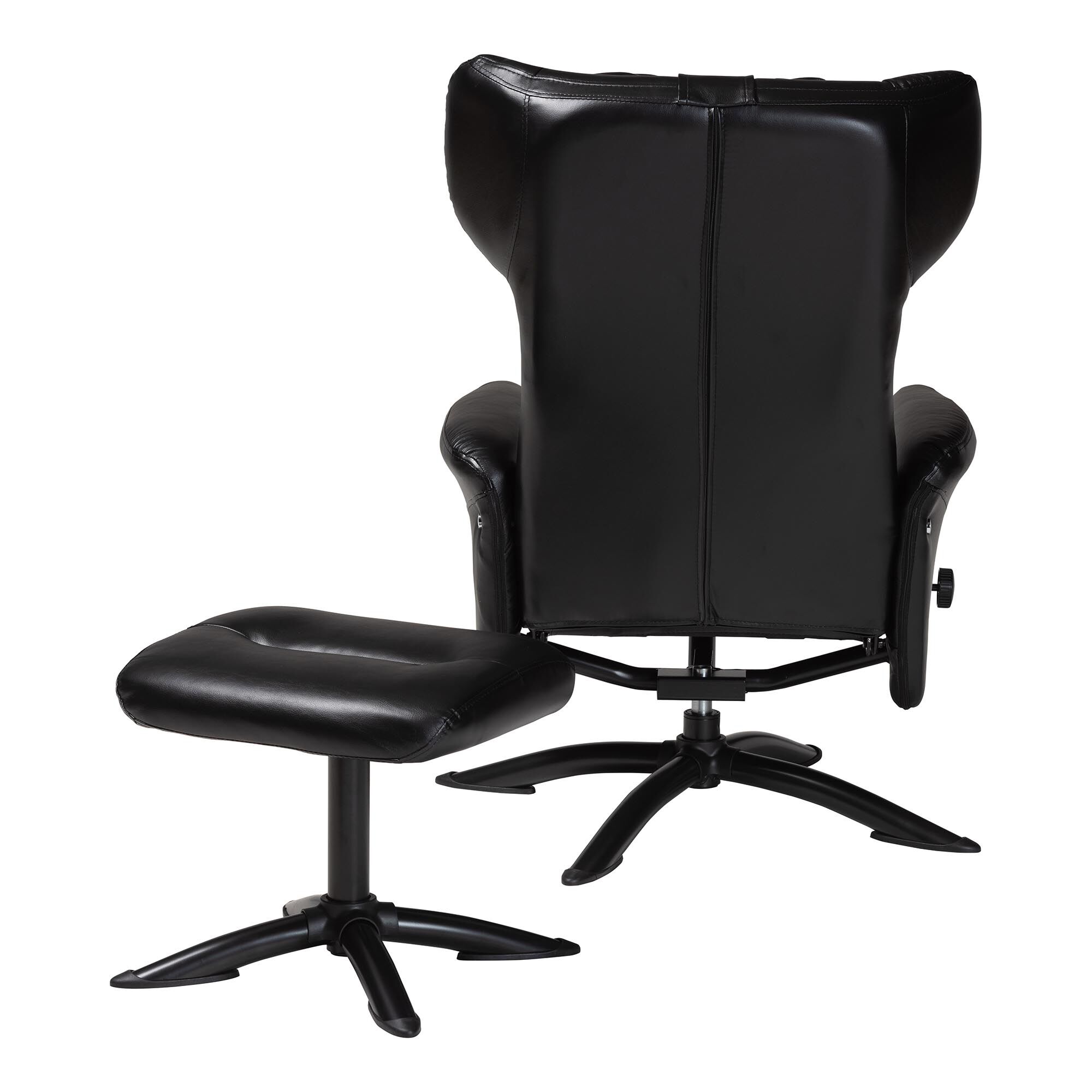 Elwood Modern Brown Faux Leather 2-Piece Lounge Chair and Footrest Set, BLACK, alternate image number 5
