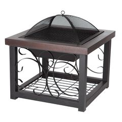 Hammer Tone Bronze Finish Cocktail Table Fire Pit