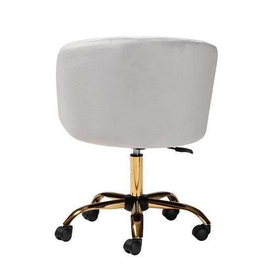 Ravenna Contemporary Glam And Luxe Aqua Velvet Fabric And Gold Metal Swivel Office Chair, , alternate image number null