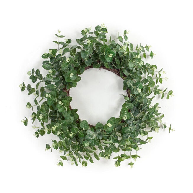 Seeded Eucalyptus Grapevine Wreath 28 inchesD, GREEN, hi-res image number 0