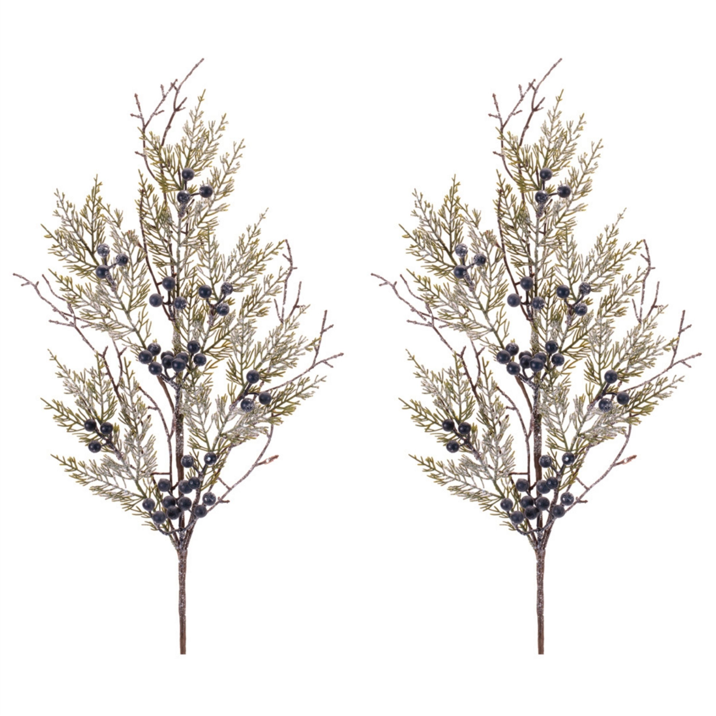 Snowy Juniper Spray (Set of 2), BLUE GREEN WHITE, alternate image number 4