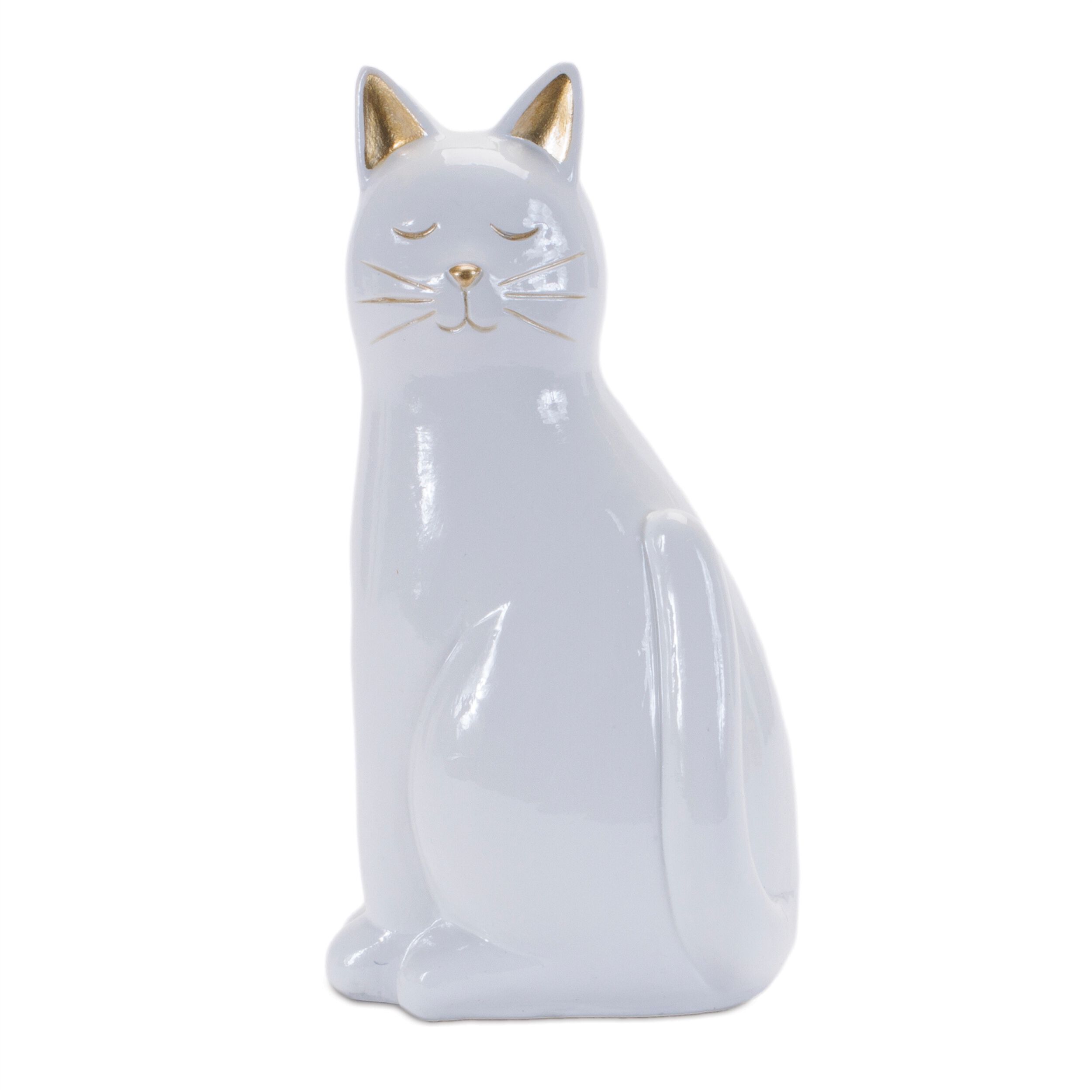 Sitting Cat Figurine Set of 6, WHITE GOLD, alternate image number 4