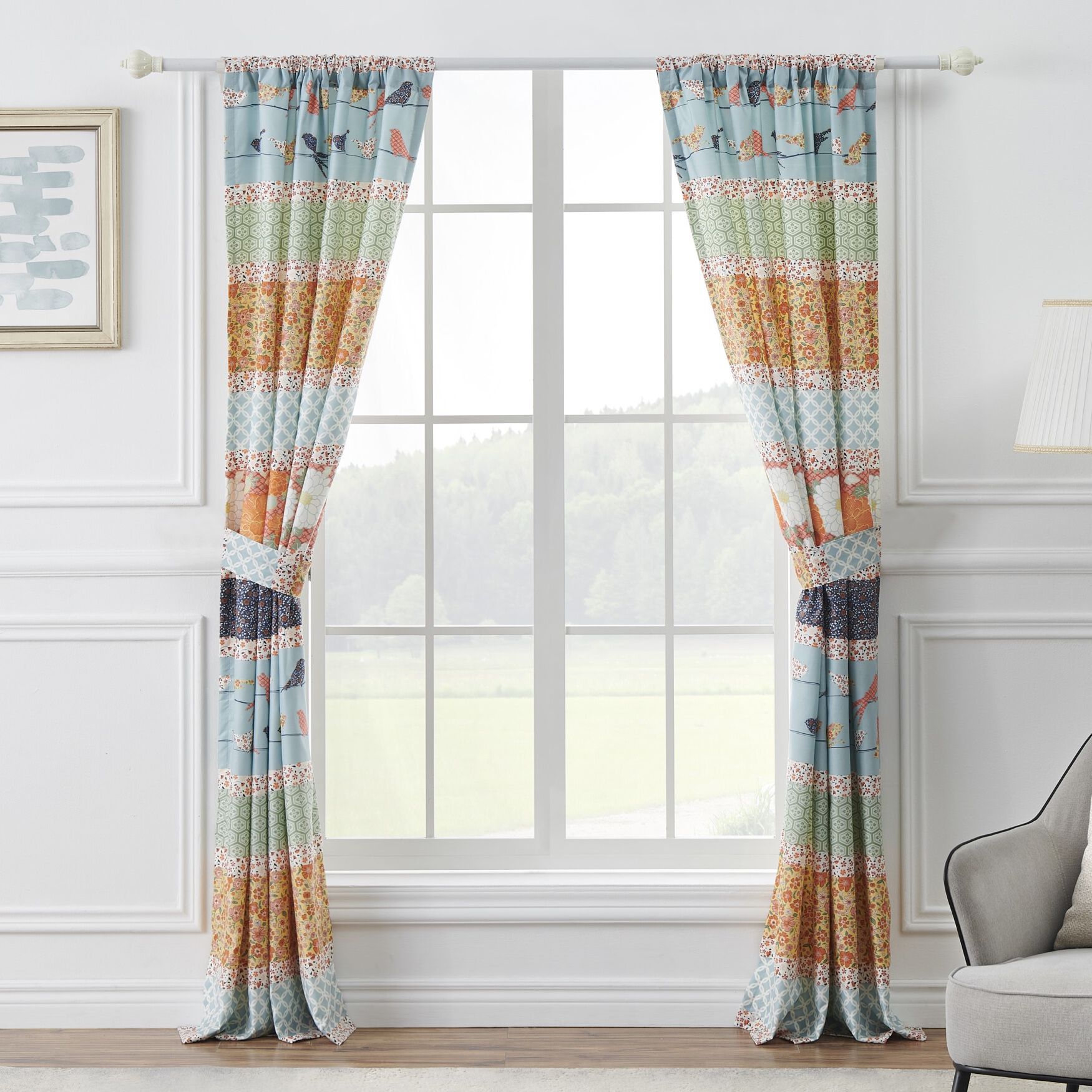 Penelope Curtain Panels- Set Of 2- With Tiebacks, , on-hover image number 1