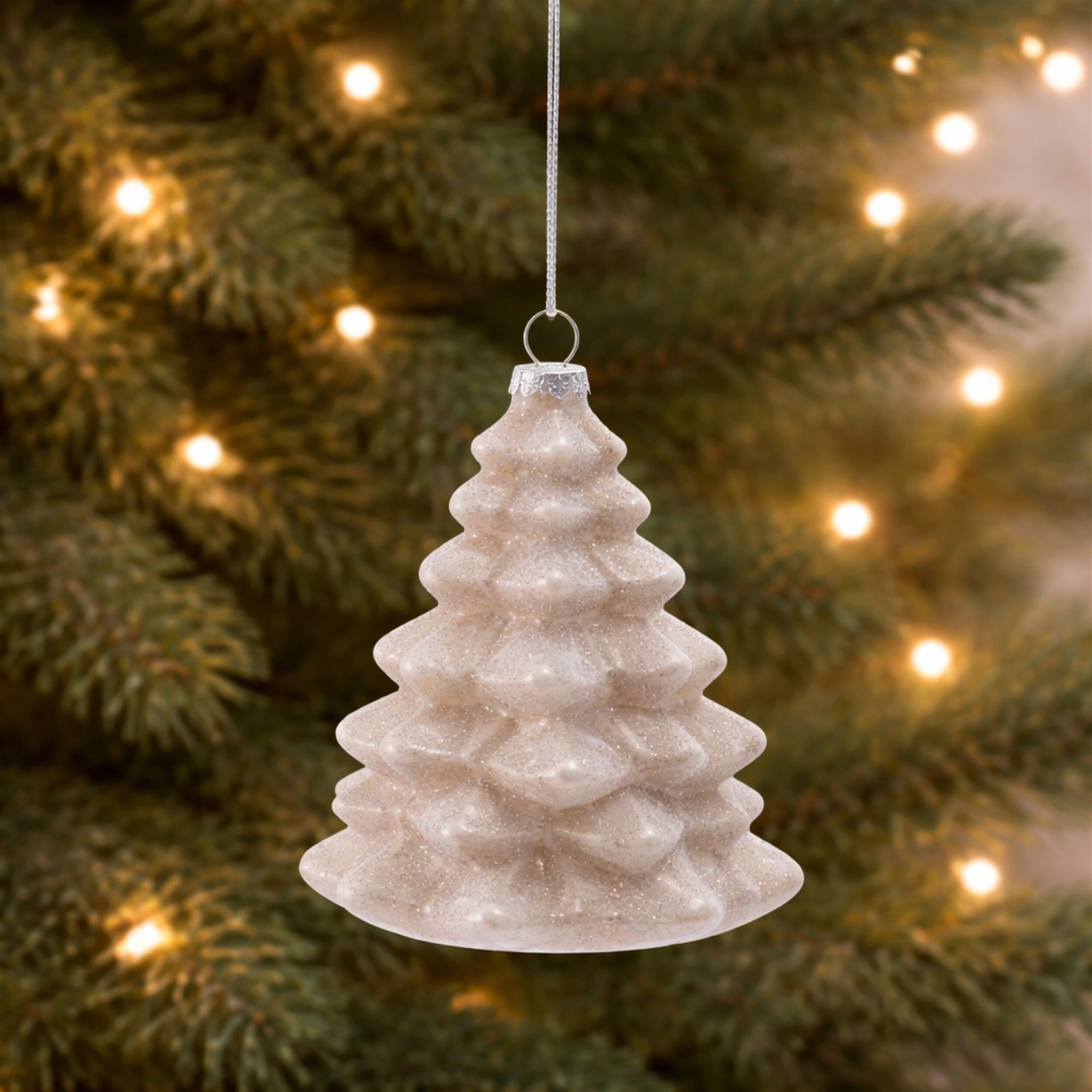 Glass Tree Ornaments (Set of 6), CREAM, alternate image number 1
