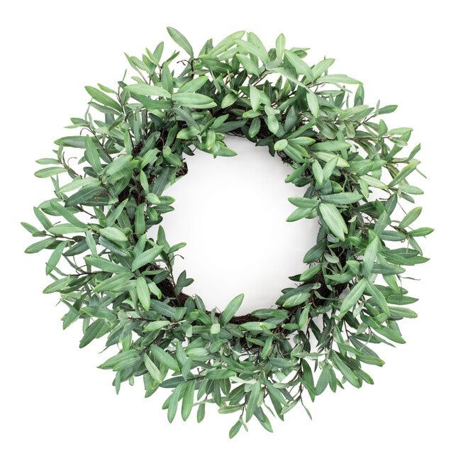 Olive Leaf Foliage Wreath 29 inchesD, GREEN BROWN, hi-res image number 0