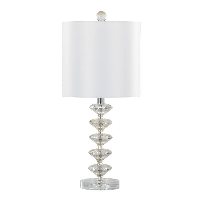 Diamond Stacked 23 inches Crystal Table Lamp - Set Of 2, CLEAR OFF WHITE CHROME, hi-res image number 0