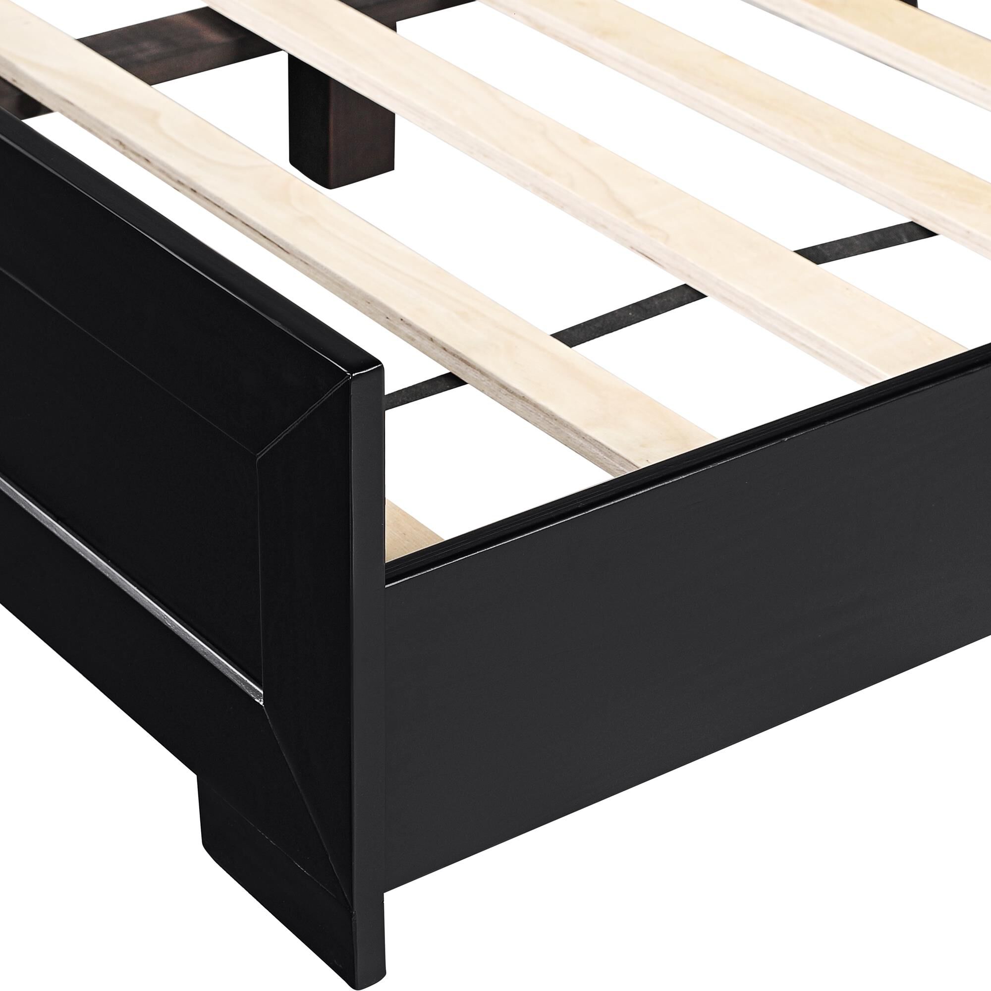 Oxford Platform Bed, Walnut, Twin, BLACK, alternate image number 5