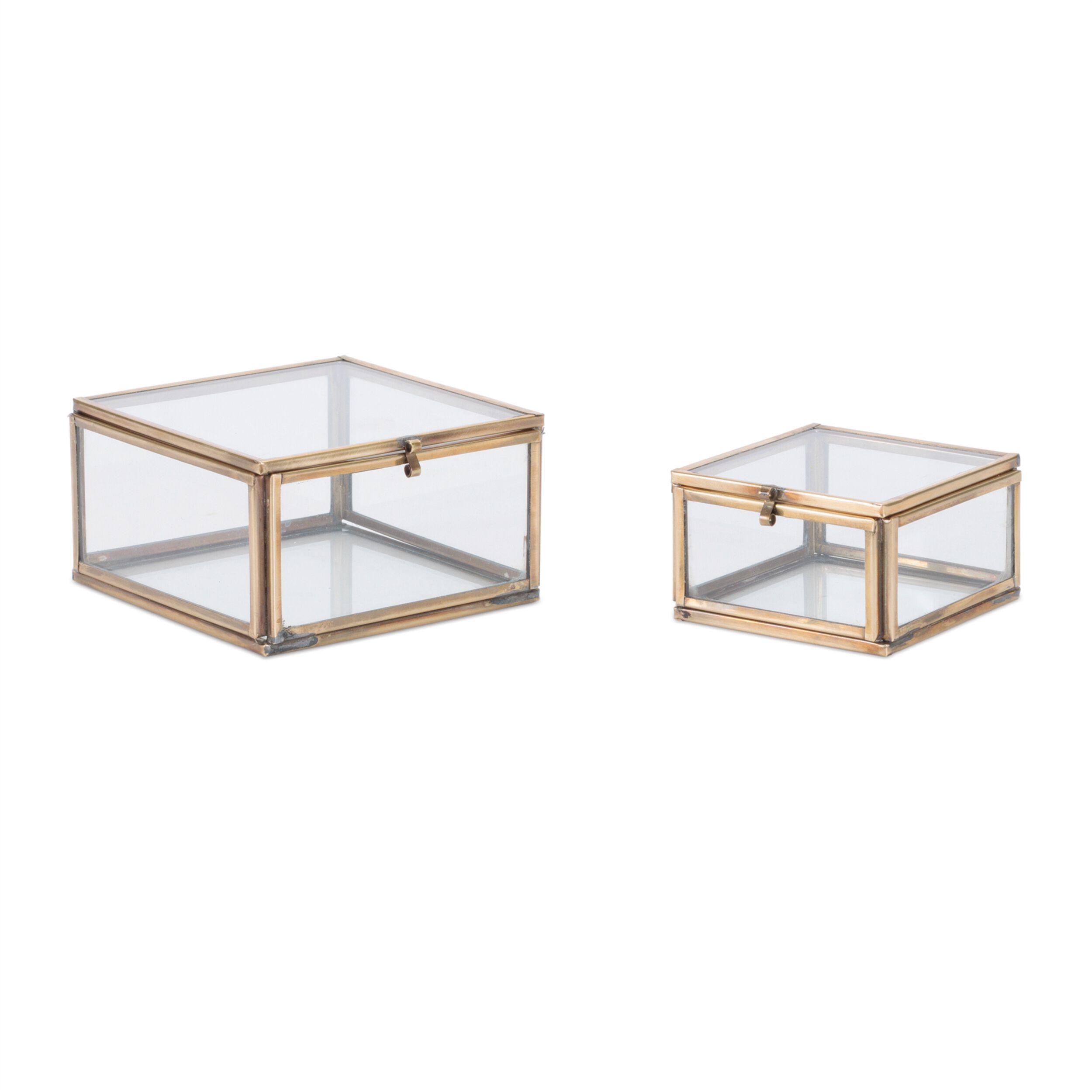 Decorative Glass Box Set of 2, GOLD, hi-res image number 0