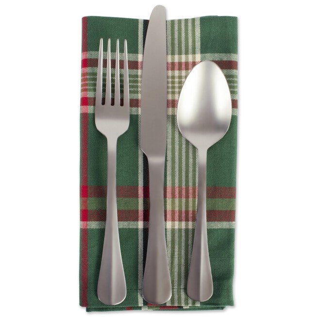 Dark Green Plaid Napkin, Set of 6, , alternate image number null