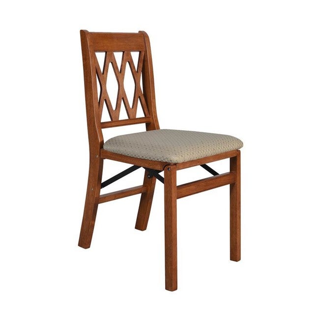 Lattice Back Wood Folding Chairs, Set Of 2, CHERRY, hi-res image number 0