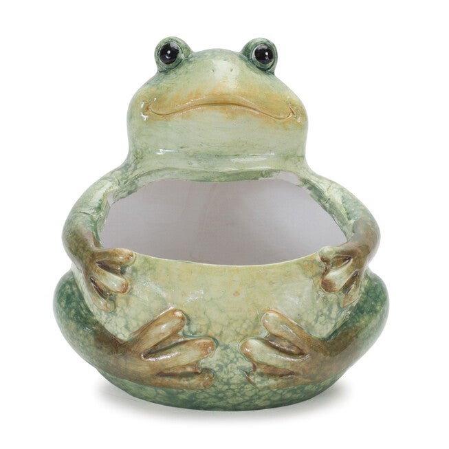 Terra Cotta Frog Planter (Set Of 4), GREEN, hi-res image number null