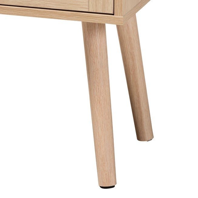 Emmett Mid-Century Modern Light Brown Finished Wood 1-Drawer End Table, , alternate image number null