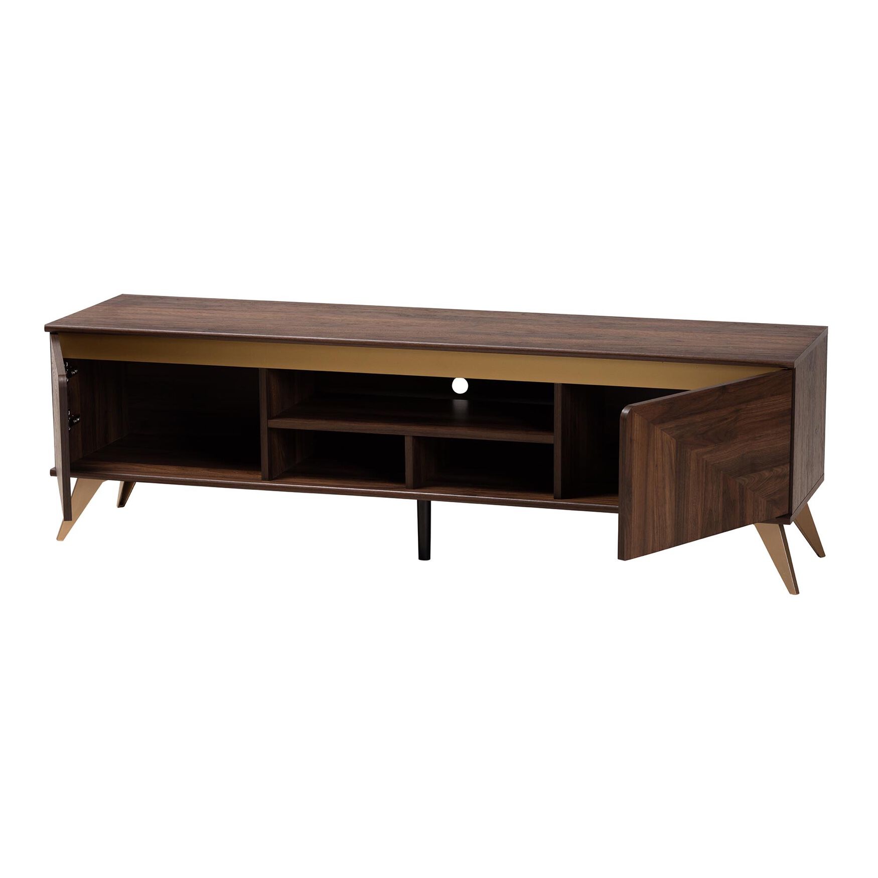 Graceland Mid-Century Modern Transitional Walnut Brown Finished Wood 2-Door TV Stand, , on-hover image number 1