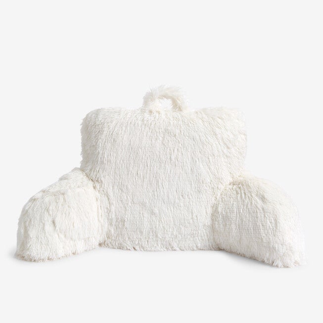 Lola Shaggy Backrest Pillow, WHITE, hi-res image number null