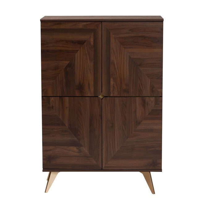 Graceland Mid-Century Modern Transitional Walnut Brown Finished Wood Shoe Cabinet, , alternate image number 2