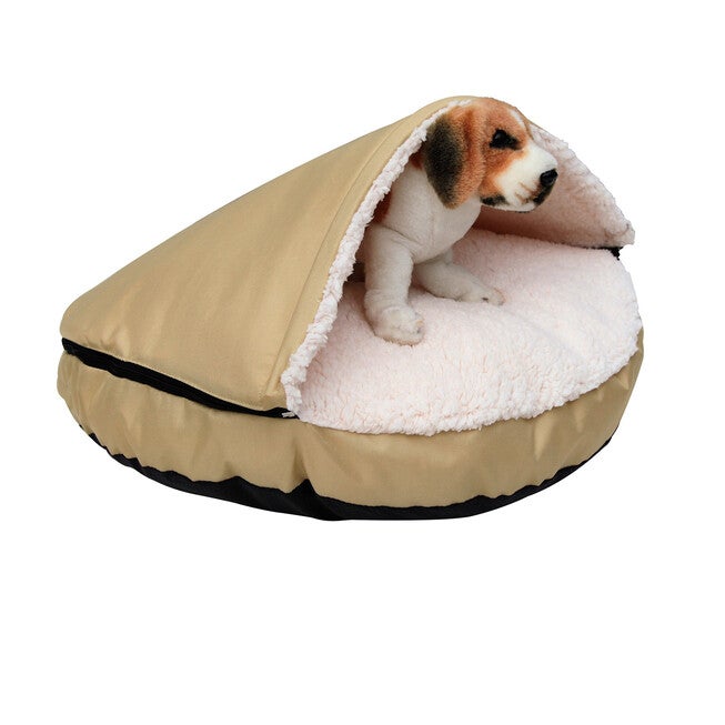 Happycare Tex Durable Oxford to Sherpa Pet Cave and Round Pet Bed, 25 inches, with Removable top and Insert, Khaki, KHAKI, hi-res image number 0