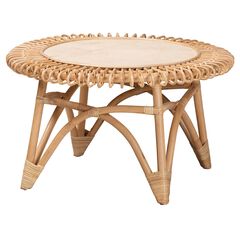 Elani Modern Bohemian Natural Rattan Coffee Table