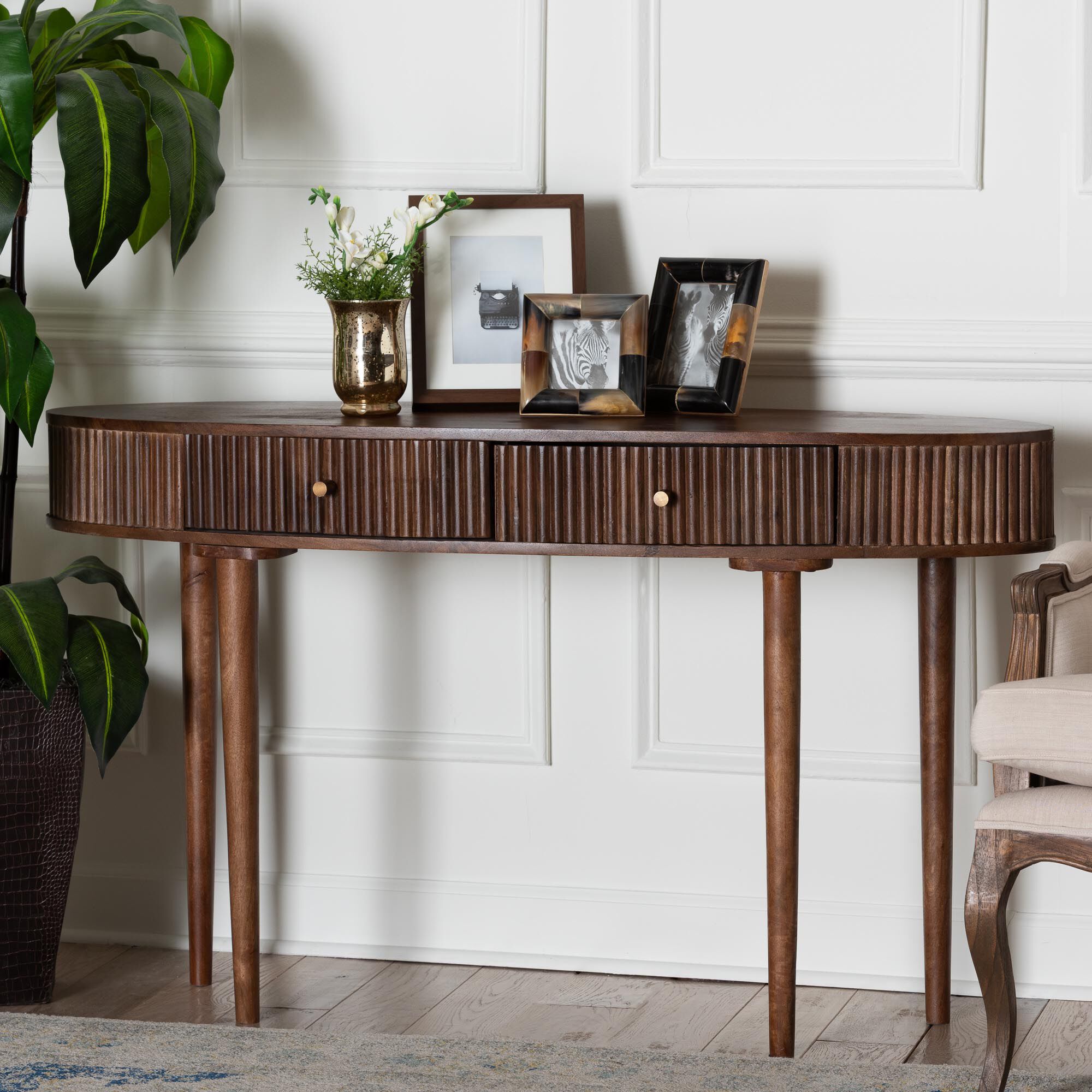 Linore Fluted Wood Console Table | Woman Within