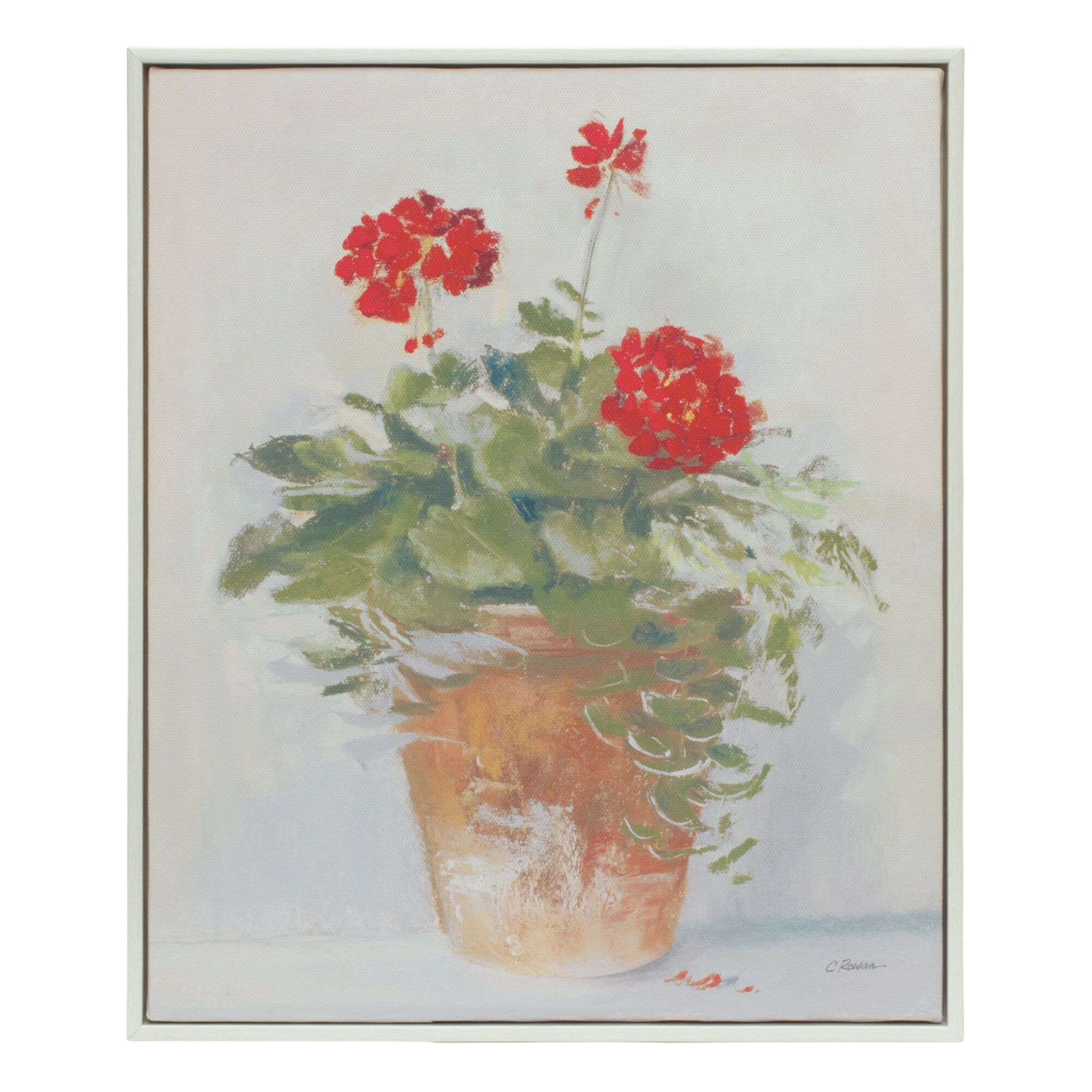 Framed Potted Geranium Print (Set of 2) 10.5 inchesL x 12.5 inchesH MDF/Plastic/Paper, BEIGE/RED/GREEN, alternate image number 2