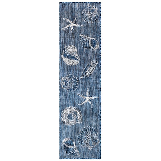 Liora Manne Carmel Shells Indoor/Outdoor Rug Aqua 23 inchesX7 feet 6 inches, , alternate image number null