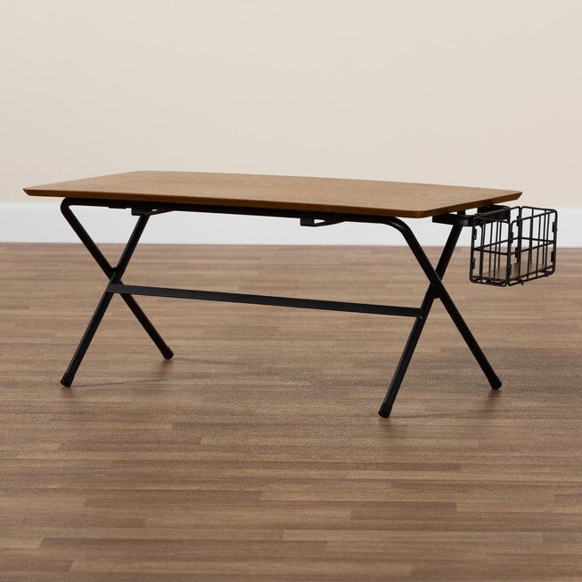 Mariela Natural Brown And Black Low Profile Coffee Table With Basket, , alternate image number 7