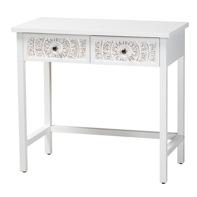 Yelena Classic And Traditional White Finished Wood 2-Drawer Console Table, WHITE, hi-res image number null