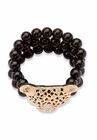 Goldtone Onyx Leopard Stretch Bracelet (42mm), Round Crystal, 8.5", , on-hover image number null