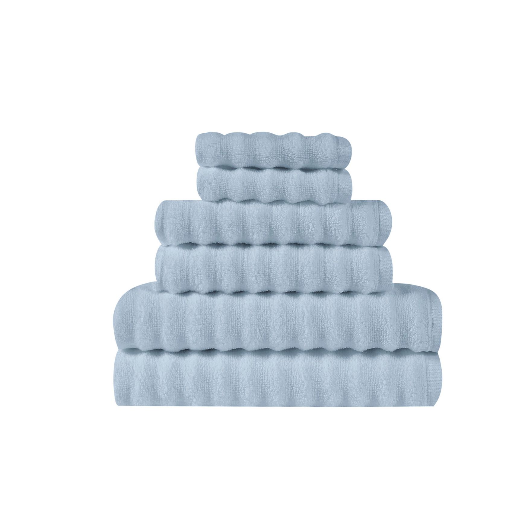 Zero Twist 6 Piece Grey Towel Set, LIGHT BLUE, hi-res image number 0