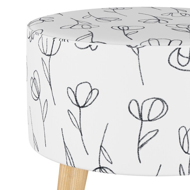 Contoured Tulips Round Ottoman with Splayed Legs, , alternate image number 2