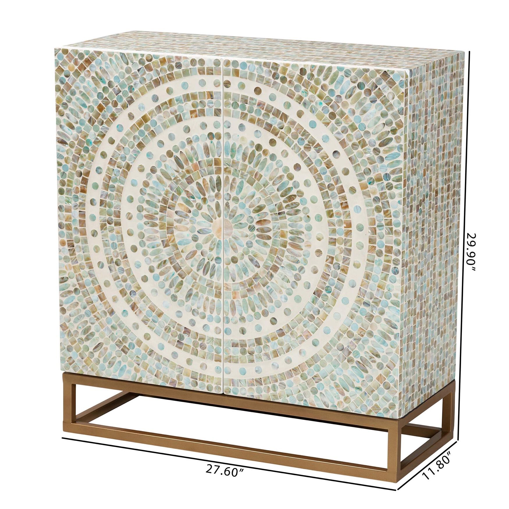 Quintus Modern Bohemian Multicolor Mother of Pearl and Gold Metal Storage Cabinet, , alternate image number 15