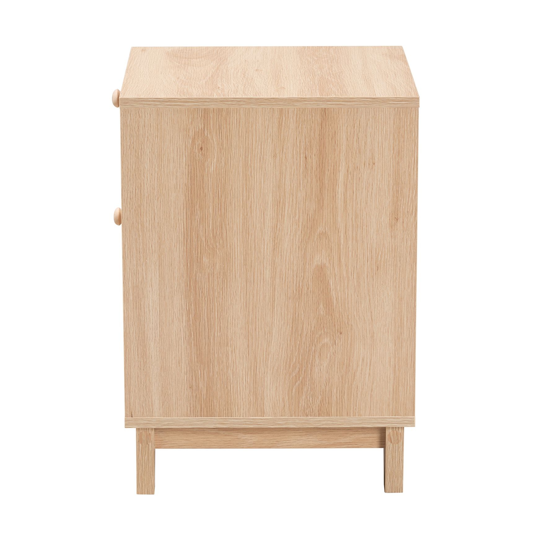 Elsbeth Mid-Century Modern Light Brown Finished Wood And Natural Rattan 1-Drawer End Table, , alternate image number 3