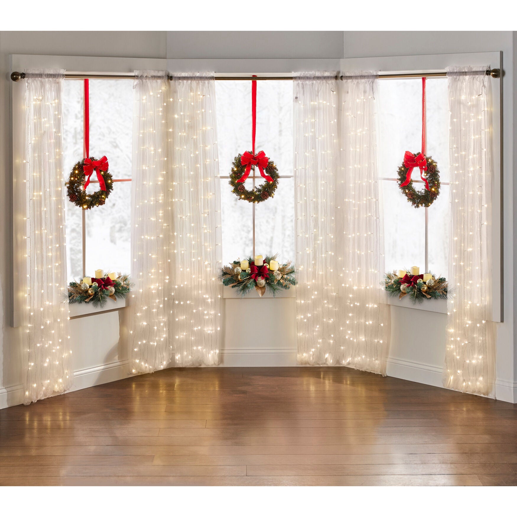 Set Of 3 Cordless Pre-Lit Mini Christmas Wreaths, , alternate image number 3