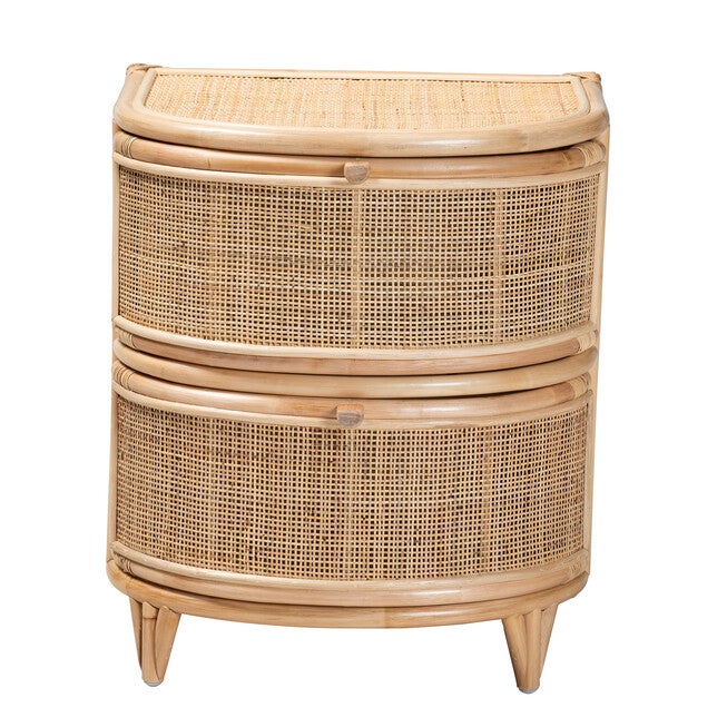 Oleta Modern Bohemian Natural Brown Rattan 2-Drawer Nightstand, NATURAL BROWN, alternate image number 4