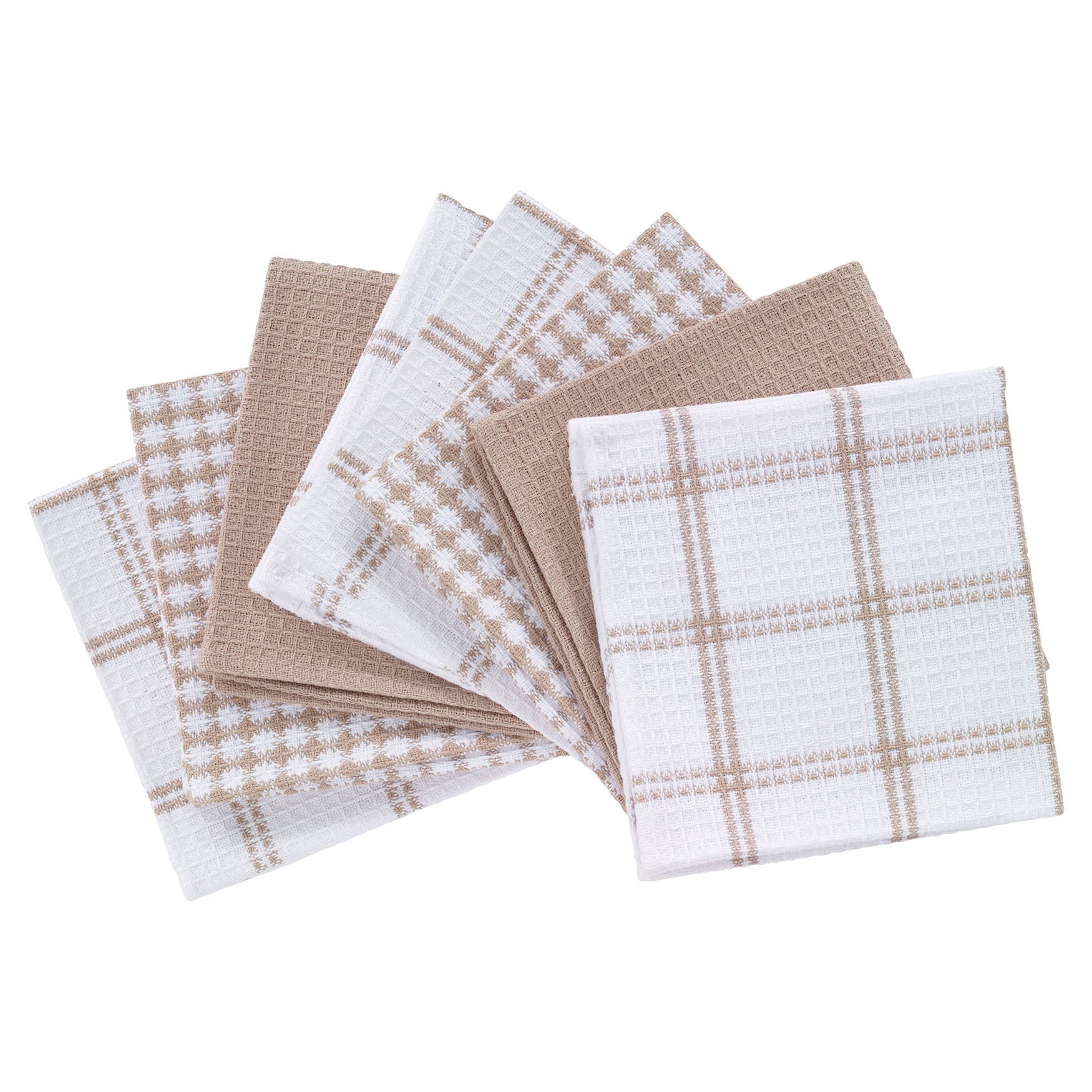 Flat Waffle Dish Cloths, Set Of 8, SAND, hi-res image number 0