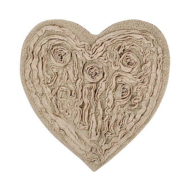 Bellflower Heart Bath Rug, BEIGE, hi-res image number 0