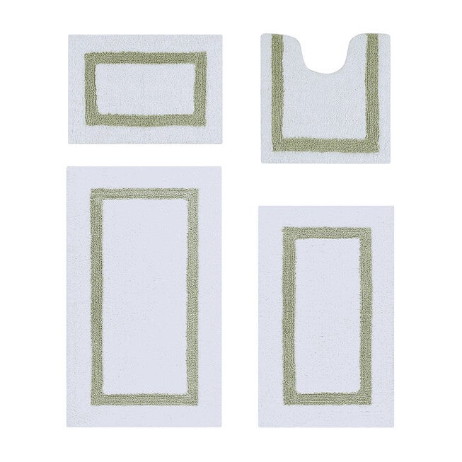 Hotel Collection 100% Cotton 4 Piece (17 inches X 24 inches | 20 inches X 20 inches | 21 inches X 34 inches | 24 inches X 40 inches) Bath Rug Set, WHITE SAGE, hi-res image number 0