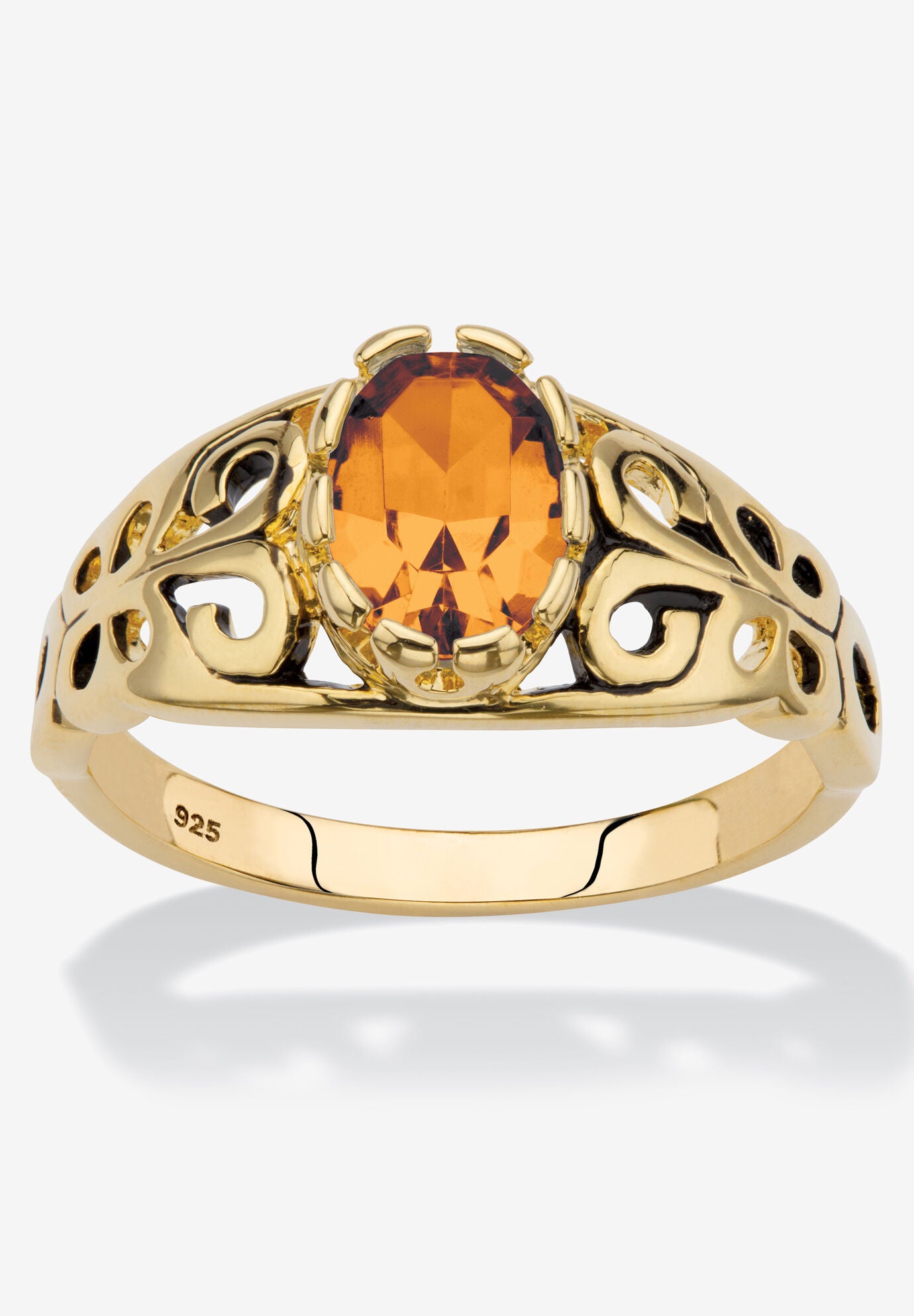 Gold over Sterling Silver Open Scrollwork Simulated Birthstone Ring, NOVEMBER, hi-res image number 0