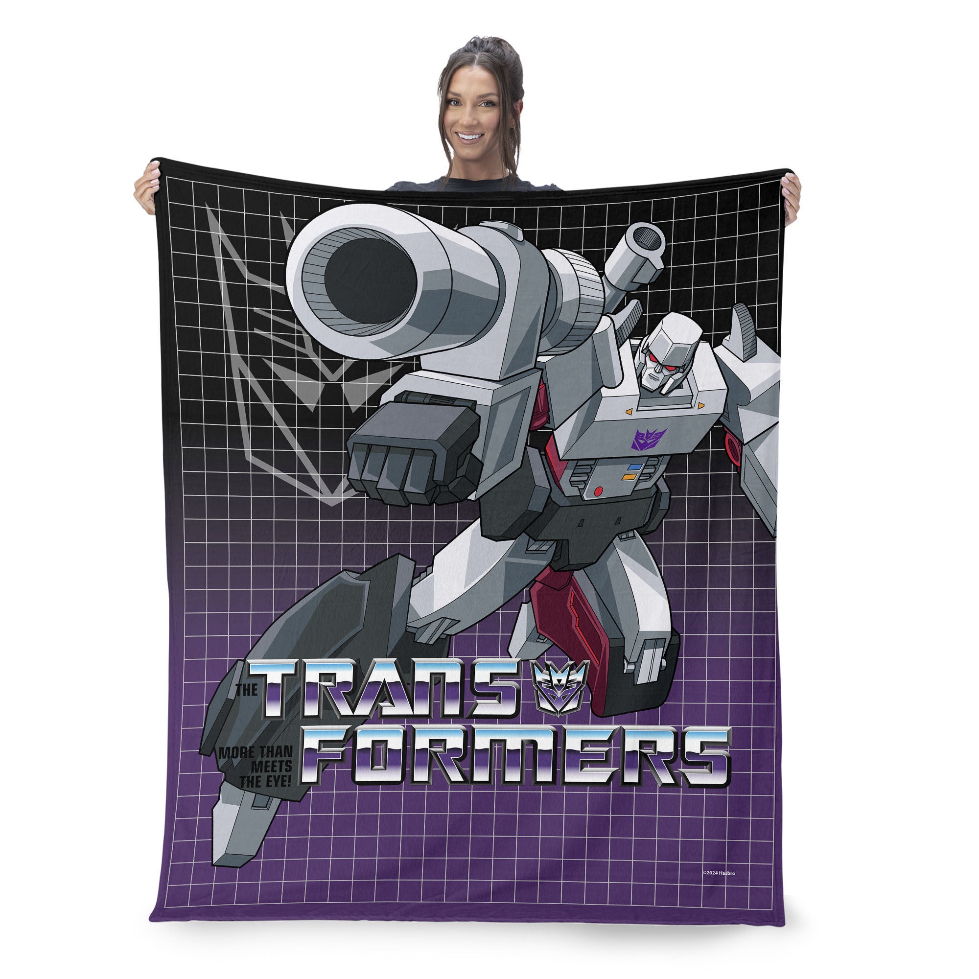 Hasbro Transformers G1 Grid Megatron Silk Touch Throw Blanket 40X50 Inches, GRAY, on-hover image number 1