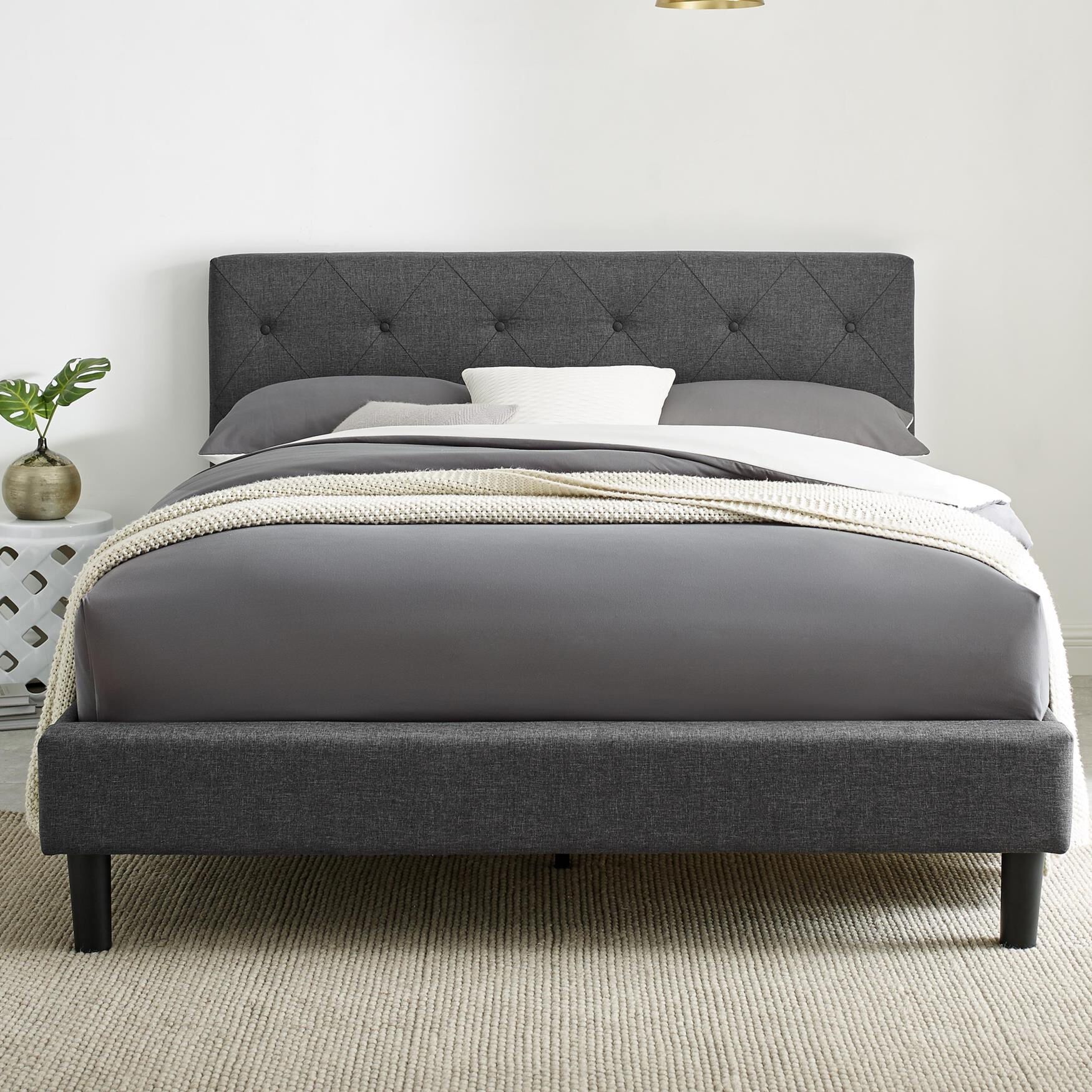 Monticello Platform Bed, Queen, Gray, GRAY, hi-res image number 0