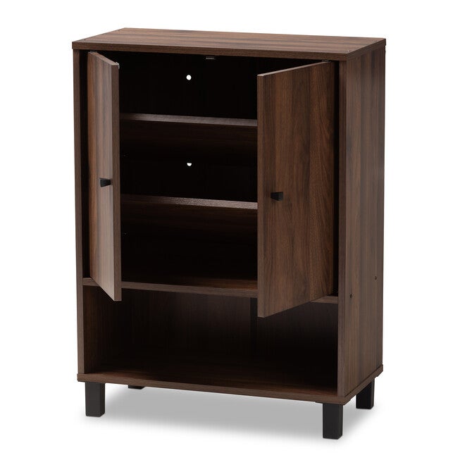 Rossin Modern and Contemporary Walnut Brown Finished 2-Door Wood Entryway Shoe Storage Cabinet, WALNUT, alternate image number 3