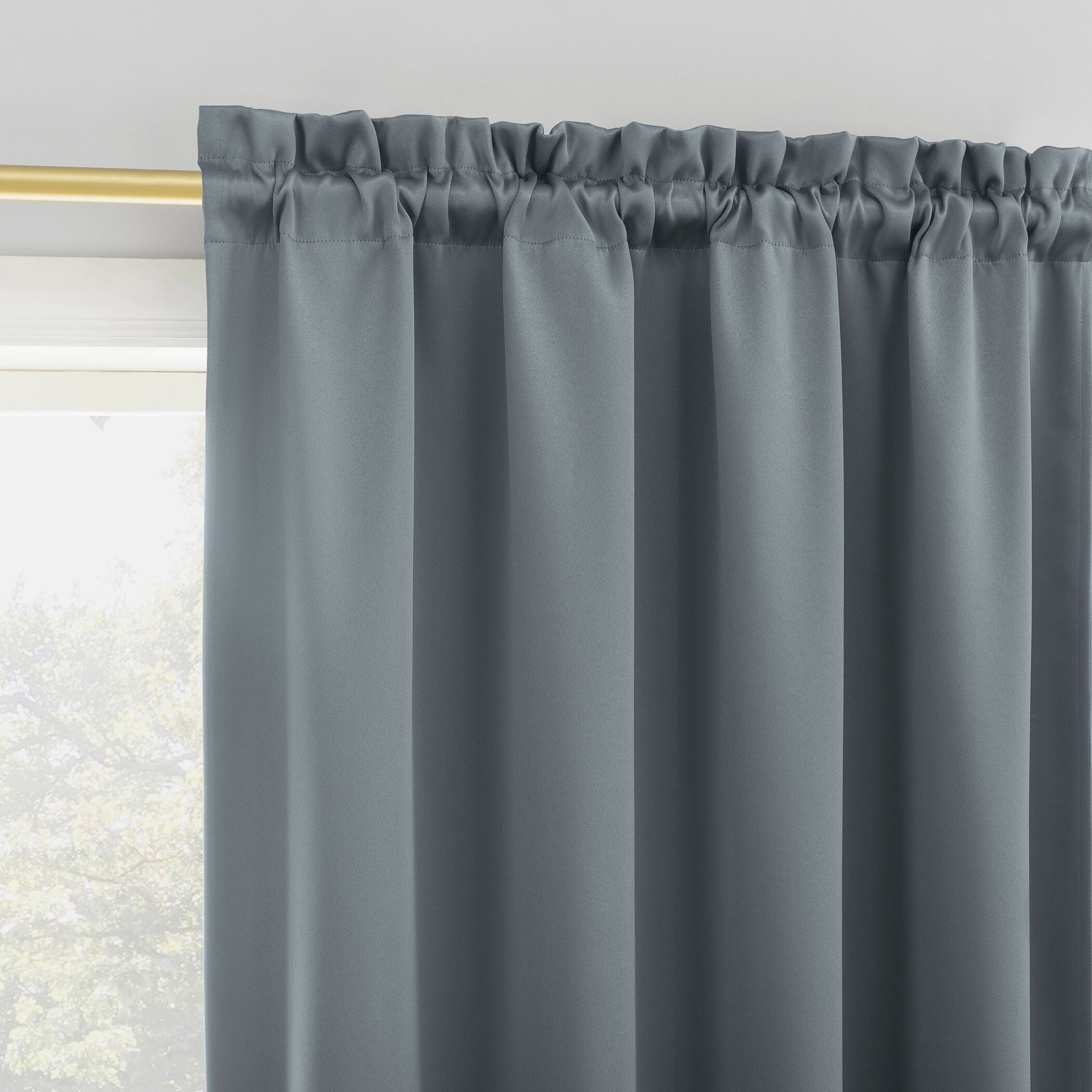 Sun Zero&trade; Blackout Greenwich Rod-Pocket Panel, STONE, on-hover image number 1
