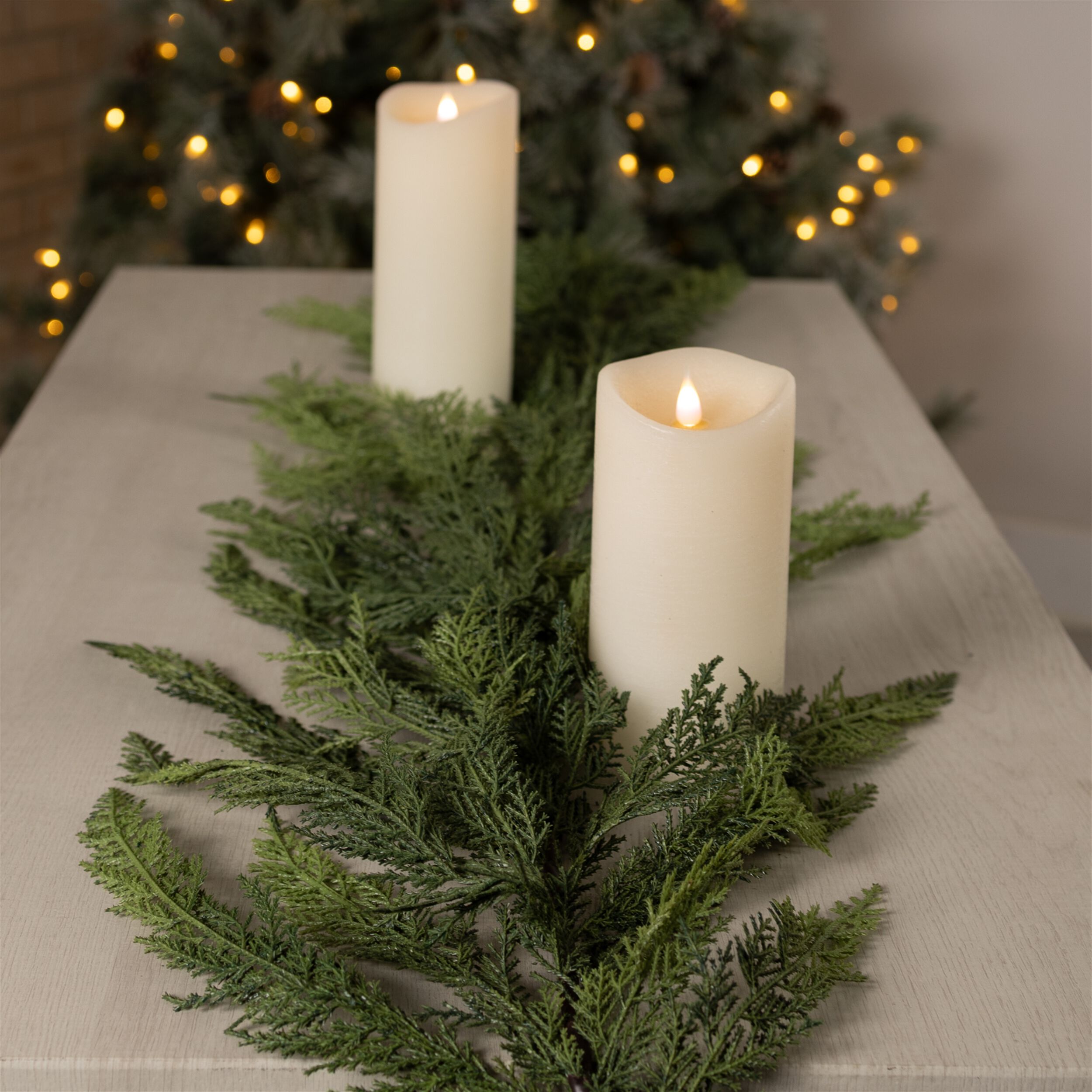 Winter Cedar Foliage Garland (Set of 2), GREEN BROWN, alternate image number 1
