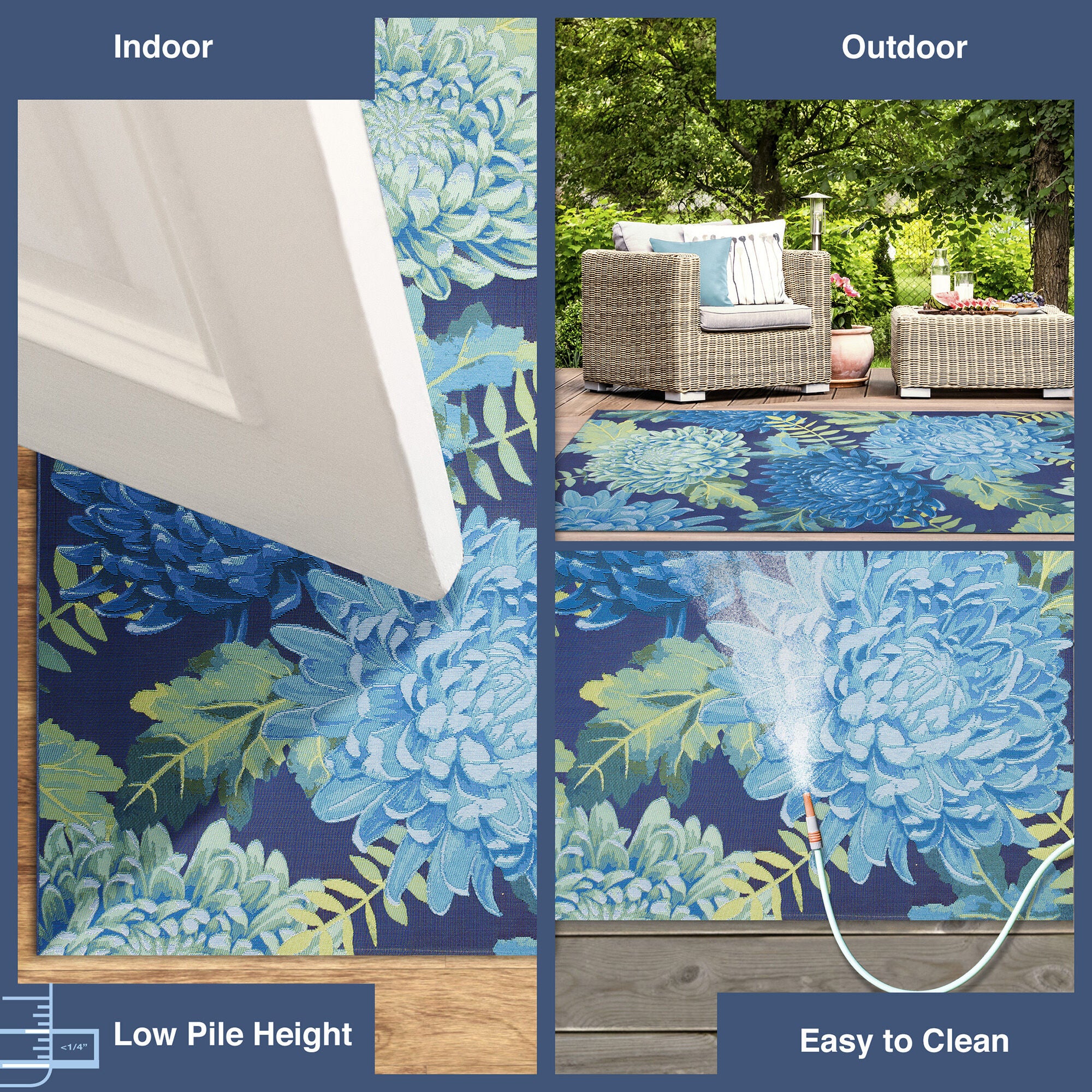 Liora Manne Marina Mum Indoor/Outdoor Area Rug Blue 7 feet 10 inches x 9 feet 10 inches, BLUE, alternate image number 6