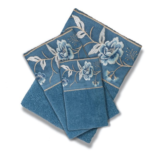 Dublin Rose 3-Pc Towel Set, BLUE, hi-res image number 0