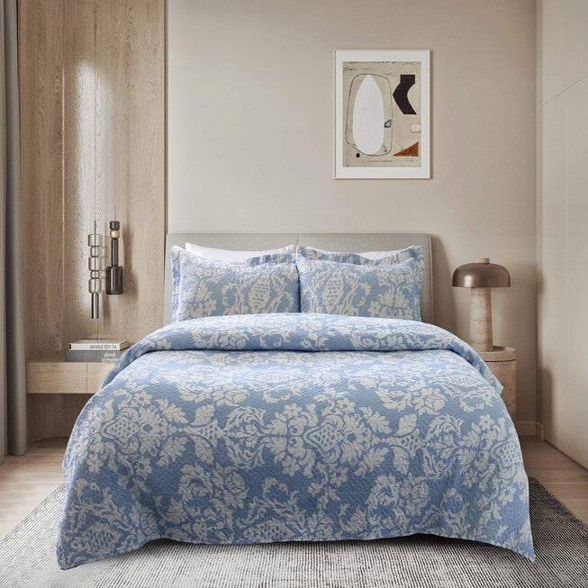Medallion Quilt Set, BLUE WHITE, hi-res image number null