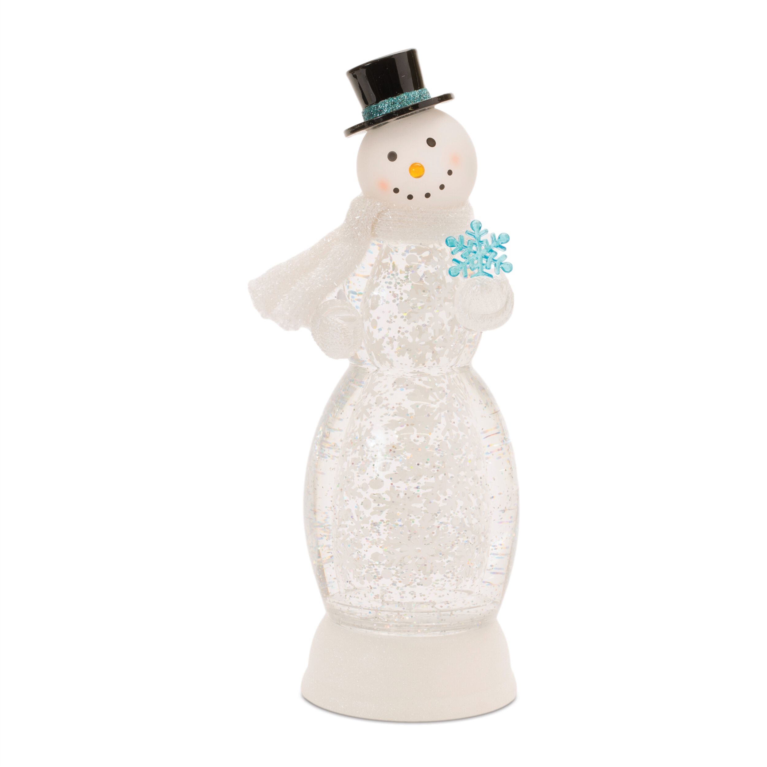 LED Snowman Snow Globe 13 inchesH, WHITE BLUE, hi-res image number 0