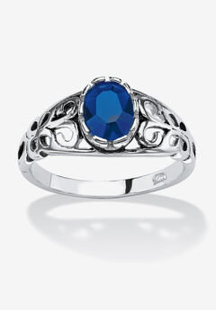 Sterling Silver Swirl Simulated Birthstone Ring