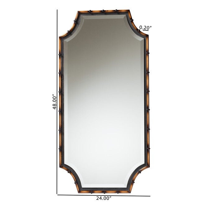 Lieven Rustic Glam And Luxe Two-Tone Light Brown And Black Finished Metal Accent Wall Mirror, , alternate image number null