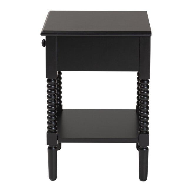 Baxton Studio Braith Farmhouse Black Spindle Wood 1-Drawer Nightstand, BLACK, alternate image number null