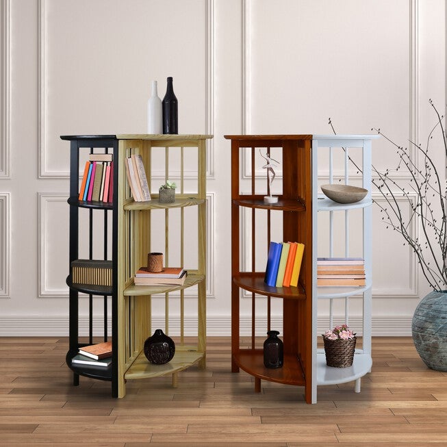 4-Shelf Corner Folding Bookcase-White, , alternate image number 5